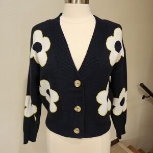 Industry Republic Clothing Daisy Floral Cardigan Boxy Relaxed 3 Button size Sm